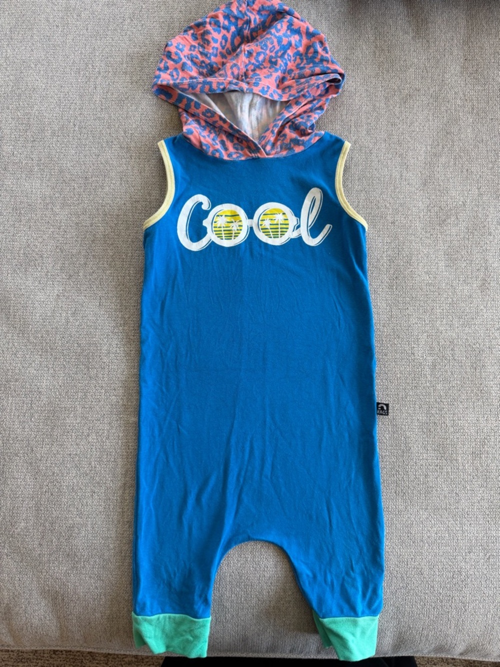 RAGS Blue 'Cool' Hooded Sleeveless Pull-on Romper Hood Toddler Size 2T